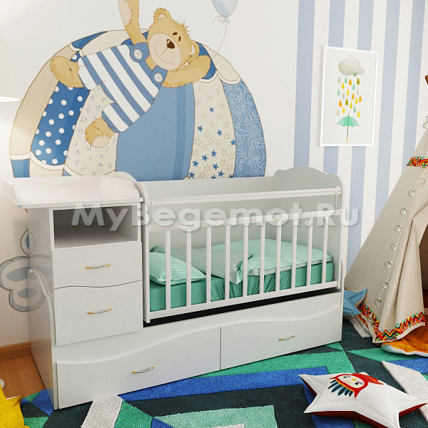 Детская кроватка трансформер Valle Allegra Comfort, белая