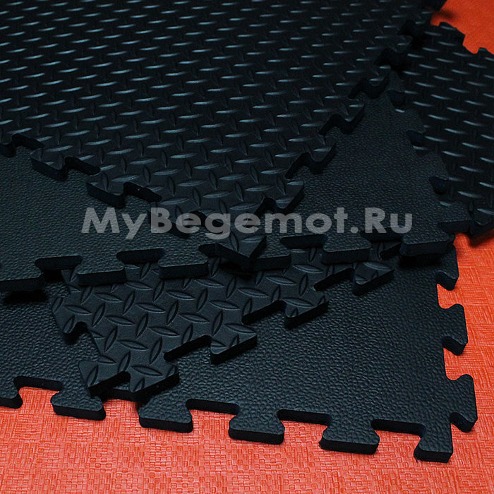 Покрытия для спортзала 45х45x1,4 см, 80 Shore A, чёрные, 2 сорт
